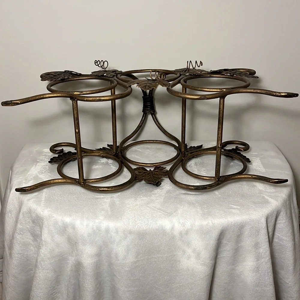 Wine Rack Gold Forged Iron from Atlanta Merchandise Mart Heavy Approx lbs NEW